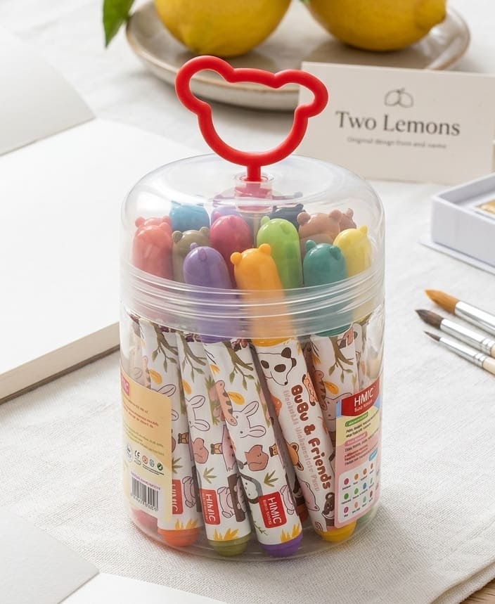 1000138631 Cute Bear Top Washable Marker Pen Set with Portable Container - Image 1