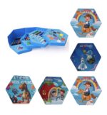 46 Piece Cute Dinosaur Basketball Theme Hexagonal Metal Tin Box Art Set - Image 3