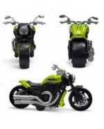 Diecast Miniature Cruiser Sports Bike Toy with Rear Chain Drive and Steering Handlebars (Bright Green) - Image 3