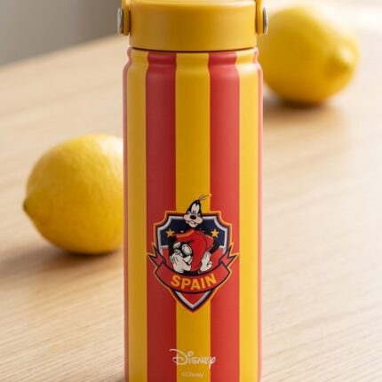 Disney Goofy Spain Football Theme Stainless Steel Water Bottle with Handle Lid