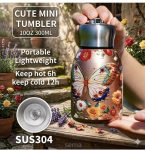 Mini Water Bottle 300ml Small Portable Stainless Steel Vacuum Insulated Tumbler Cup for Boys, Girls, School, Office Double Wall Leakproof Hot & Cold Thermal Flask