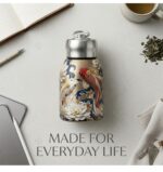 Japanese Fish and Lotus Art Thermal Sipper Flask with Metal Ring Lid