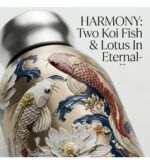 Japanese Fish and Lotus Art Thermal Sipper Flask with Metal Ring Lid - Image 6