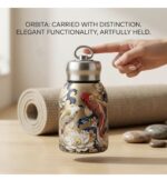 Japanese Fish and Lotus Art Thermal Sipper Flask with Metal Ring Lid - Image 5