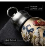 Japanese Fish and Lotus Art Thermal Sipper Flask with Metal Ring Lid - Image 3