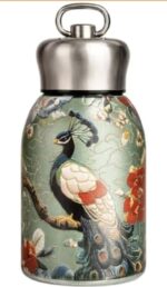 Vintage Peacock and Botanical Floral Thermal Sipper Flask with Metal Ring Lid - Image 6
