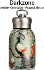 Vintage Peacock and Botanical Floral Thermal Sipper Flask with Metal Ring Lid - Image 5