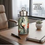 Vintage Peacock and Botanical Floral Thermal Sipper Flask with Metal Ring Lid - Image 3
