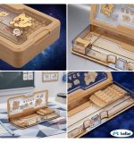 Pencil Box with Built-In Pencil Holders - Cute Bear and Space Theme Dual-Sided Magnetic - Image 3