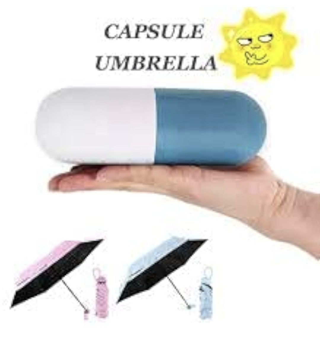 1000139072 Capsule Shape Mini Pocket Umbrella – Compact Portable Folding Umbrella for Men & Women - Image 1