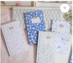 Aesthetic Floral Print Hardcover Pocket Journal Diary Notebook with 3D Golden Bow