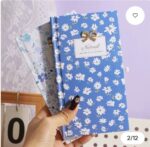 Aesthetic Floral Print Hardcover Pocket Journal Diary Notebook with 3D Golden Bow - Image 5