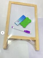 Mini Wooden Tabletop A-Frame Whiteboard Marker Board Set with Marker Pen and Eraser - Image 2