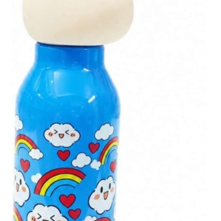 Magical Unicorn Head Kids Water Bottle with Rainbow and Cloud Prints