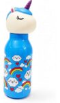 Magical Unicorn Head Kids Water Bottle with Rainbow and Cloud Prints