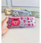 Cute Transparent Bear Printed Magnetic Pencil Box with Built-In Bear Shaped Calculator