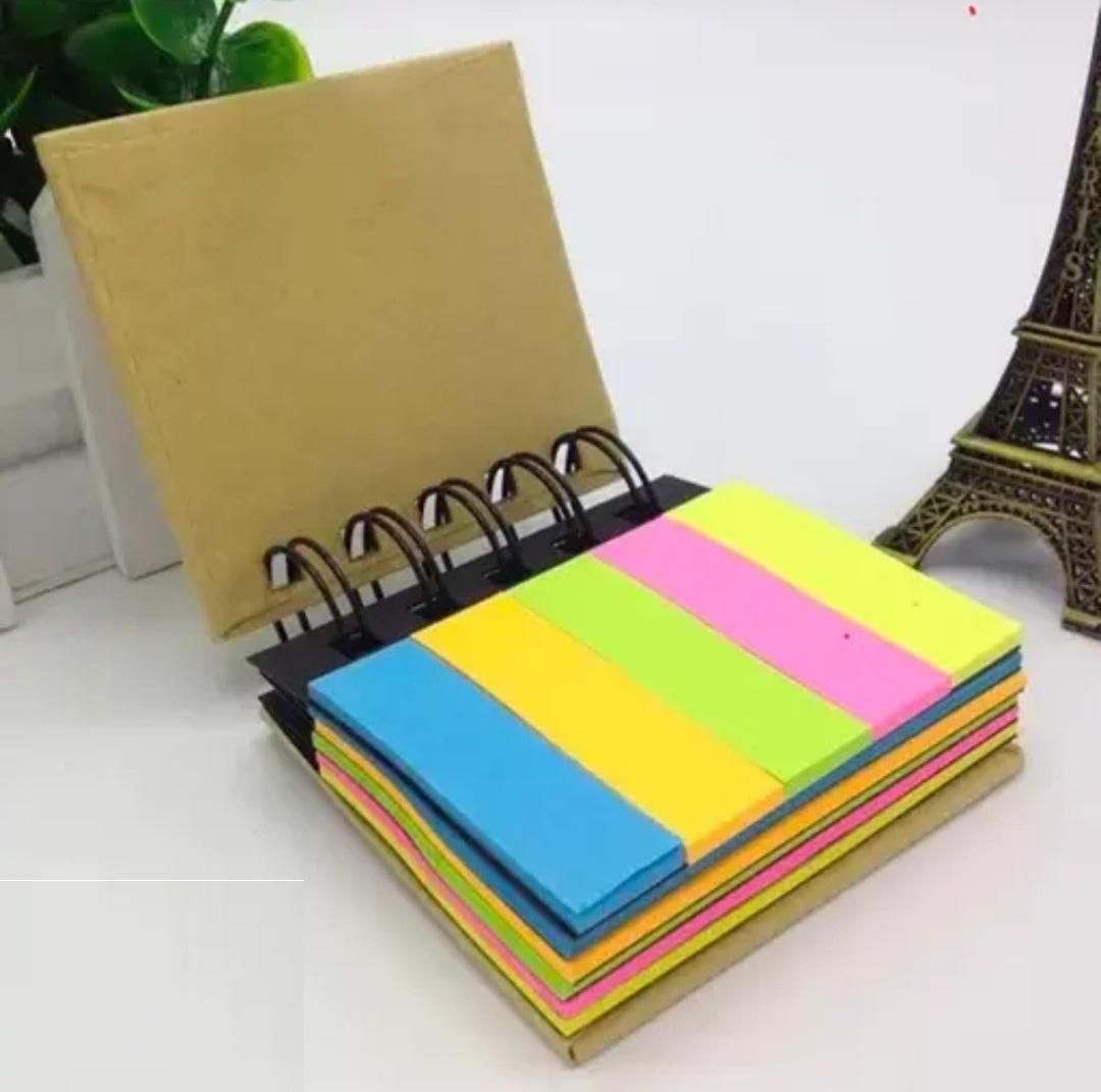 1000315318 Spiral Bound Kraft Cover Sticky Notes - Image 1