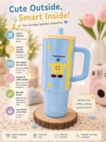 Cute Pastel Star Tumbler Mug with Straw & Handle - Image 7