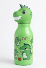 Cute Dinosaur Head Kids Water Bottle with Bow and Star Prints - Image 4