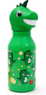 Cute Dinosaur Head Kids Water Bottle with Bow and Star Prints - Image 2