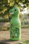 Cute Dinosaur Head Kids Water Bottle with Bow and Star Prints