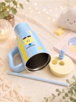Two Lemons Insulated Tumbler with Handle and Straw, Cute Pastel Blue Star Stainless Steel Travel Mug – Double-Walled Vacuum Sealed Cold & Hot Coffee Cup – Leakproof Car Friendly Sipper Gift for Girls & Kids - Image 2
