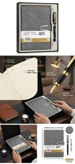 Executive A5 PU Leatherette Notebook Diary and Matching Metallic Ballpoint Pen Gift Combo Set