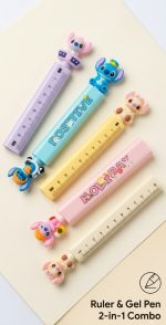Set of 4 - Cute Cartoon Stitch Character 2-in-1 Gel Ruler Pen Set (Multicolor) - Image 3