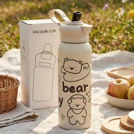 Water Bottle 620ml Straw Lid Carry Handle Double Wall Vacuum Insulated Leakproof BPA-Free Stainless Flask Gym Travel Camping