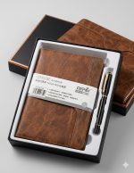 Executive A5 PU Leatherette Notebook Diary and Matching Metallic Ballpoint Pen Gift Combo Set - Image 3
