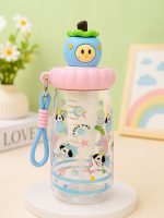 Cute Apple Character Straw Clear Water Bottle with Carrying Lanyard & Detox Filter - Image 2