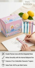 Set of 4 - Cute Cartoon Stitch Character 2-in-1 Gel Ruler Pen Set (Multicolor) - Image 4