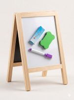 Mini Wooden Tabletop A-Frame Whiteboard Marker Board Set with Marker Pen and Eraser