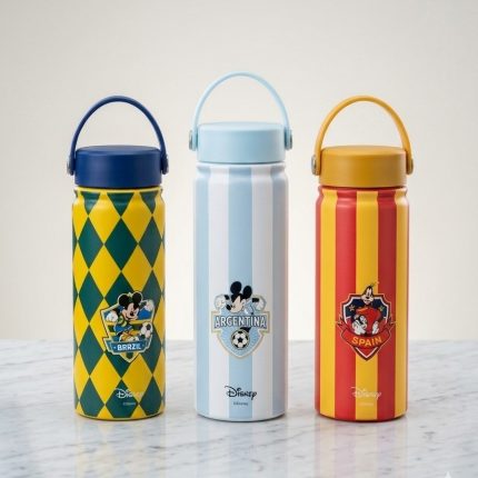 Disney Goofy Spain Football Theme Stainless Steel Water Bottle with Handle Lid