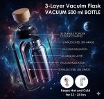 Matte Black Stainless Steel Water Bottle with Eco-Friendly Wooden Cap, 22oz – Double-Walled Vacuum Insulated Sports Flask with Carry Strap – Leakproof Travel Bottle for Gym, Hiking & Office (3" x 9.2") - Image 2