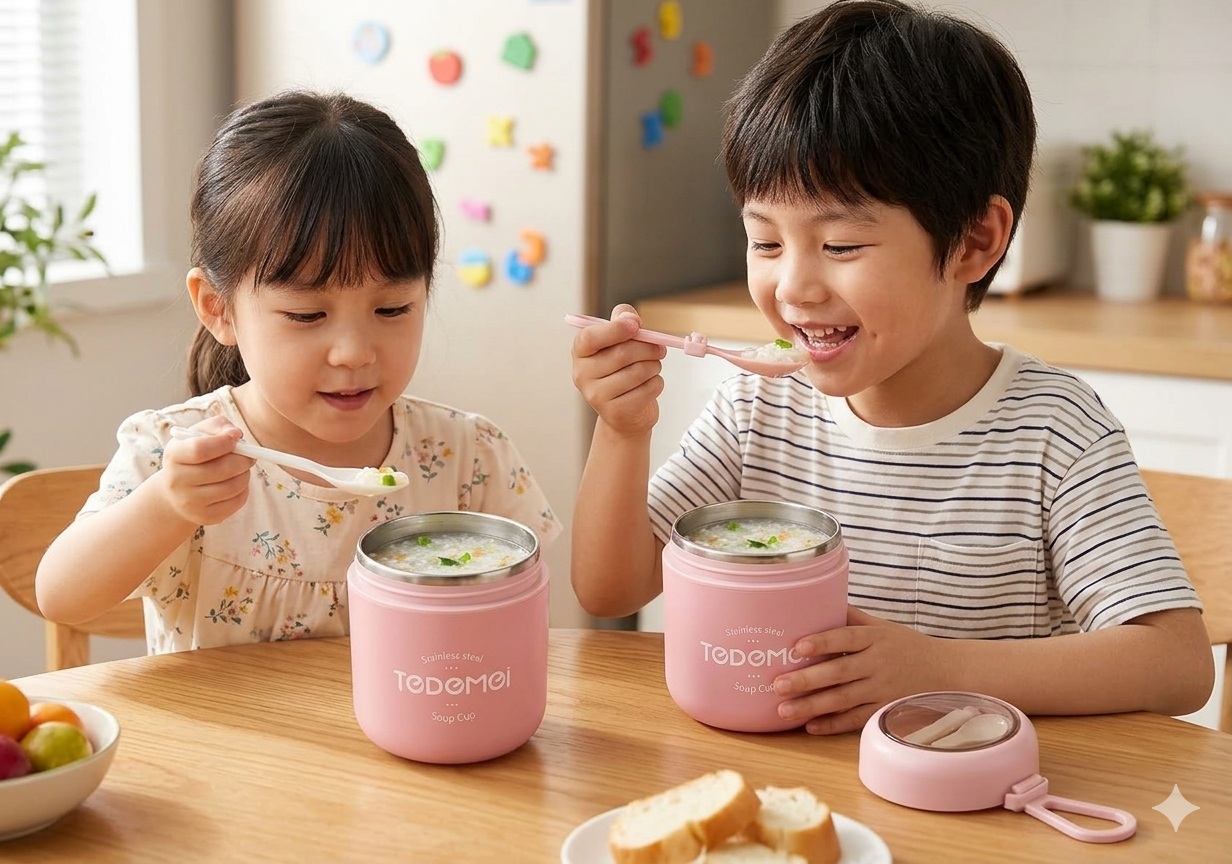 ttt Tedemei 6713 Stainless Steel Soup Cup / Food Thermal Jar - Premium 304 Food-Grade Stainless Steel (interior) and high-quality, durable PP plastic (exterior shell) - Image 1